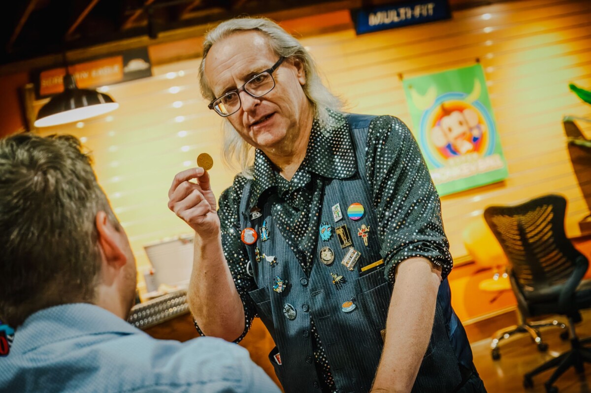 Christian Southgate performing close-up magic